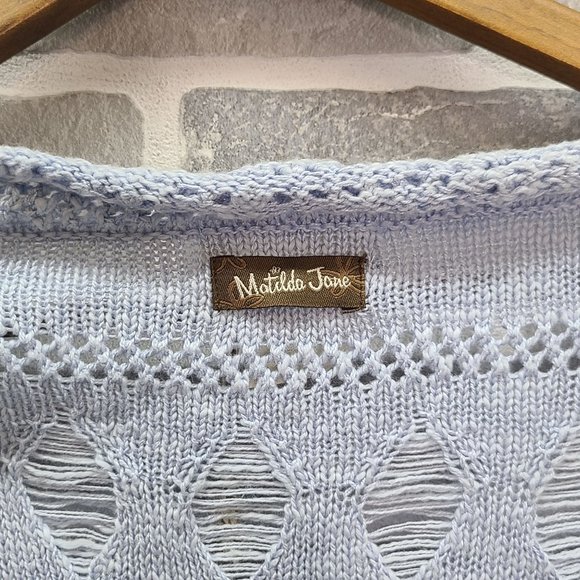 Matilda Jane Light Blue Knit Sweater Cardigan Size L - Picture 4 of 8
